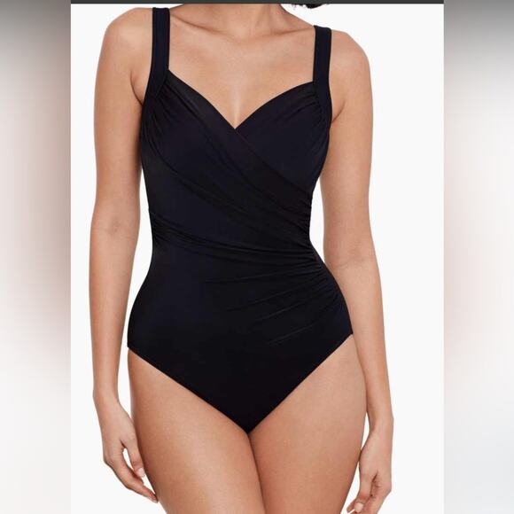Miraclesuit sanibel one piece swimsuit in black. size 8 - Picture 1 of 9